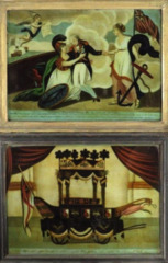 Two reverse glass paintings of Nelson's death and funeral. C1805