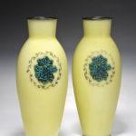 vase pair yellow blue detail
