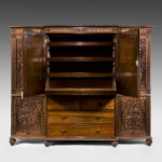 antique wooden wardrobe open