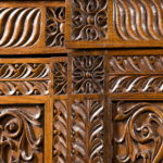 antique wooden wardrobe closeup