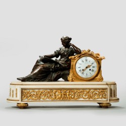 A good Napoleon III gilt mantel clock by Deniere. C1865
