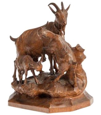 Black Forest Wood Carving of a Mountain Goat