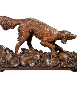 Life-Size Black Forest Carved Wood Dog Setter