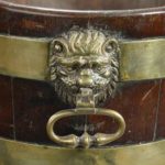 wooden basket gold lion face