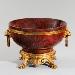 A Napoleon III ormolu mounted rouge marble bowl, c1860.
