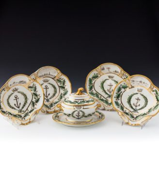white china with gold trim