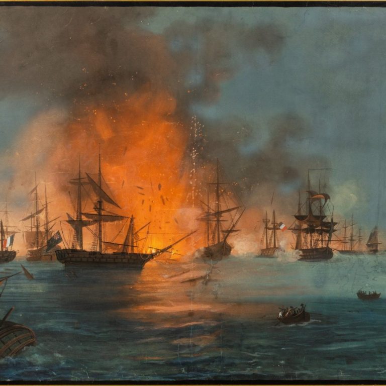 Watercolour of the Battle of the Nile | Wick Antiques