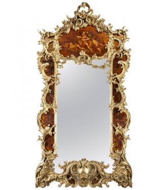 Large Giltwood and Vernis Martin Mirror by Louis Majorelle from the Dutch Royal