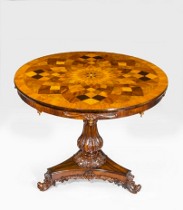 An unusual William IV rosewood specimen parquetry centre table. c1830