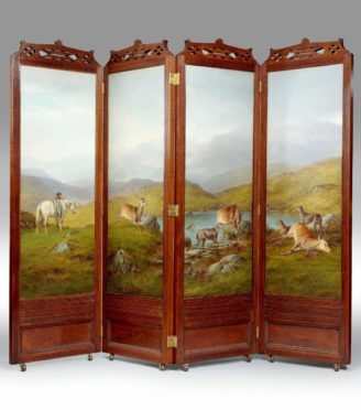 Wooden Folding Screen with Animal Print