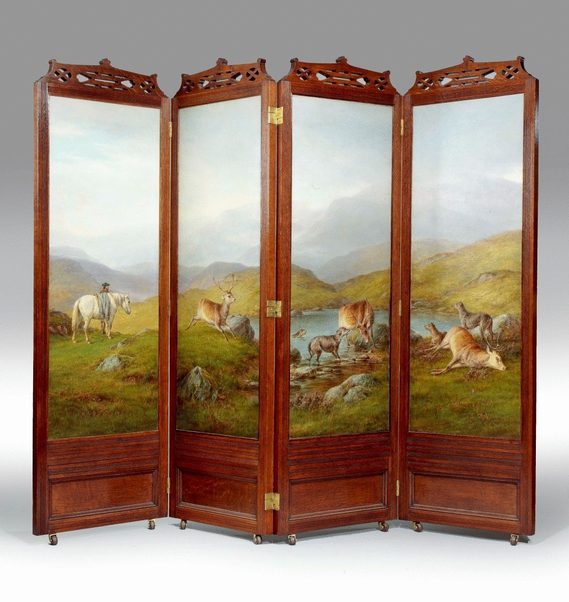 Wooden Folding Screen with Animal Print