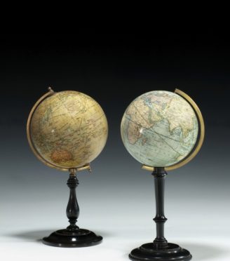antique pair of globes
