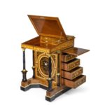 An outstanding high Victorian freestanding burr-walnut Davenport desk