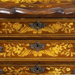 Period Dutch Mahogany Four-Drawer Bombe Marquetry Commode