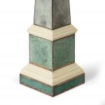 A pair of contemporary grey and aquamarine shagreen and obelisks base