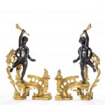 A pair of late 19th century ormolu and bronze chenets