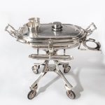 A large silver plate carving trolley or roast beef trolley by Erguis