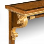 A striking George IV amboyna, rosewood and gilt console table attributed to Morel and Seddon gold detailing closeup