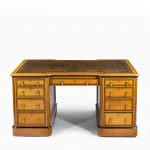 Small Victorian oak and ebony partner’s desk 1
