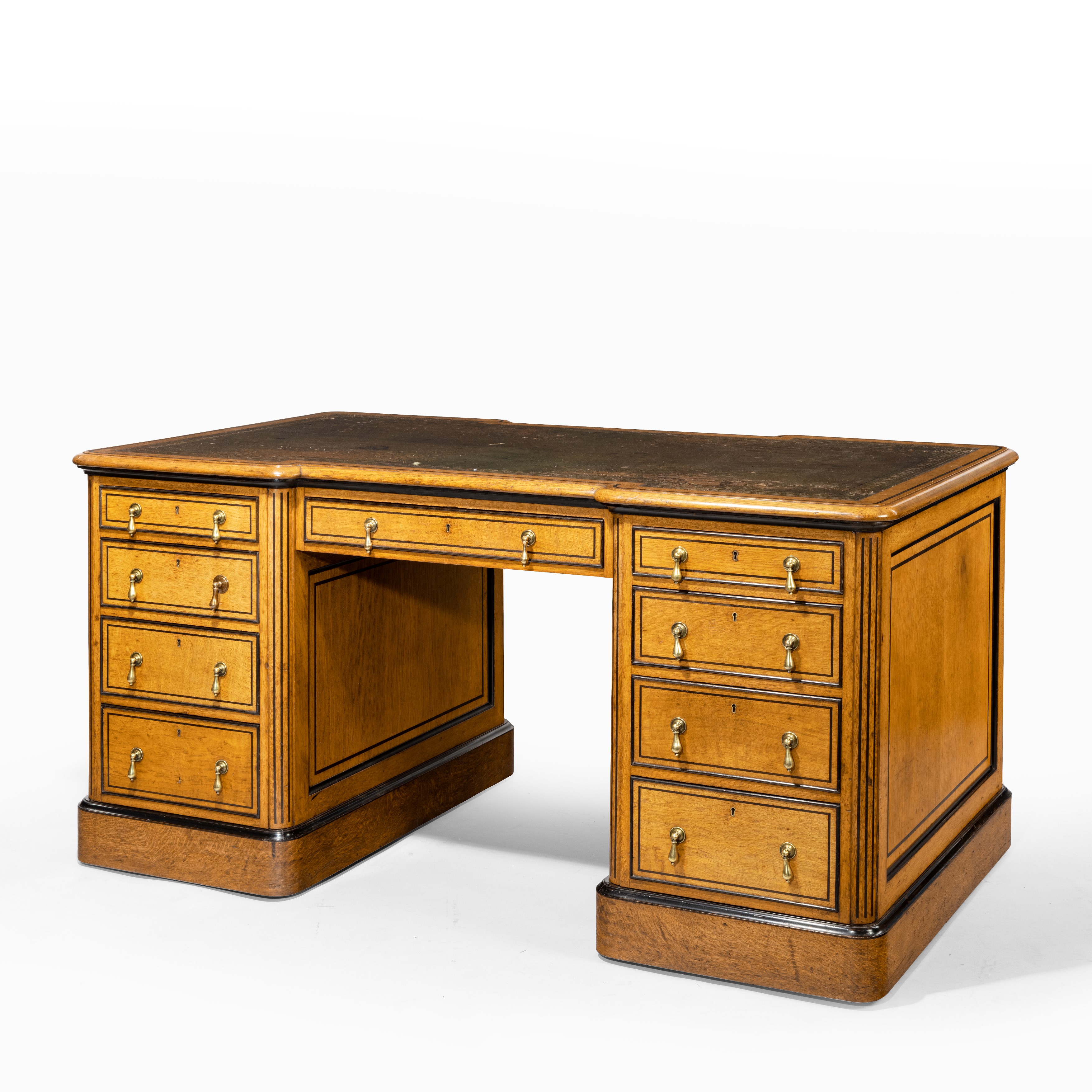 Small Victorian oak and ebony partner’s desk