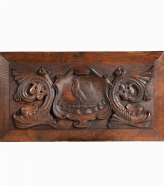 An oak barge board with the Insignia of Admiral Sir G.E. Patey