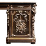 A large Napoleon III ebonized partners’ desk by Racault detail