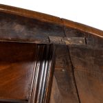 A long early George III Irish mahogany dining or wake table of exceptional colour top closeup
