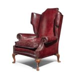 A Generous Leather Wing arm chair side