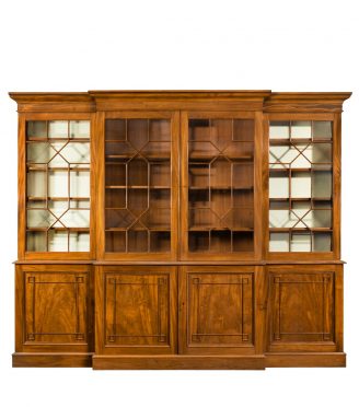 A late Regency mahogany breakfront bookcase