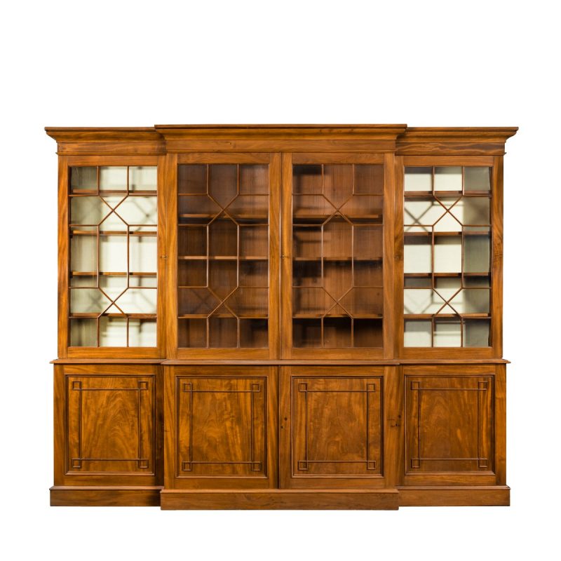 A late Regency mahogany breakfront bookcase
