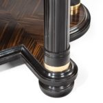 A stylish Art Deco zebra wood centre or dining table detail leg