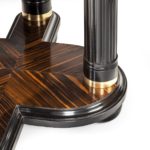 A stylish Art Deco zebra wood centre or dining table base detail
