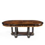 A stylish Art Deco zebra wood centre or dining table full