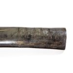 A rare scrimshaw decorated horn,