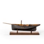 Victorian model of a racing yacht on a wooden stand original paint