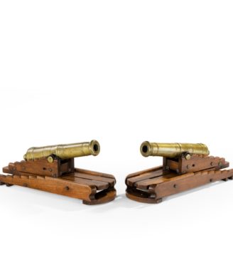 pair of brass 19th century models of ship’s 32-pounder cannon