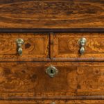 A William and Mary marquetry walnut veneered chest of drawers details