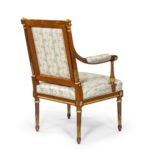 A pair of rosewood Louis XVI style open armchairs back