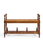 Louis Philippe mahogany hall bench front up