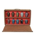A Japanese cloisonné sample set, comprising 10 small metal vases Meiji period, c1900.