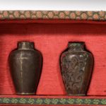 A Japanese cloisonné sample set, comprising 10 small metal vases 2