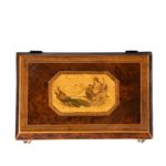 A Regency burr-yew wood workbox top