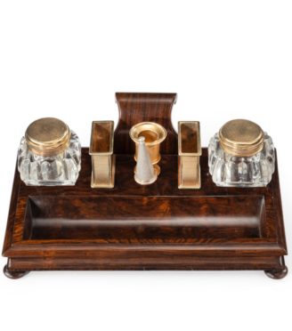 A stylish William IV rosewood and silver-gilt portable desk compendium