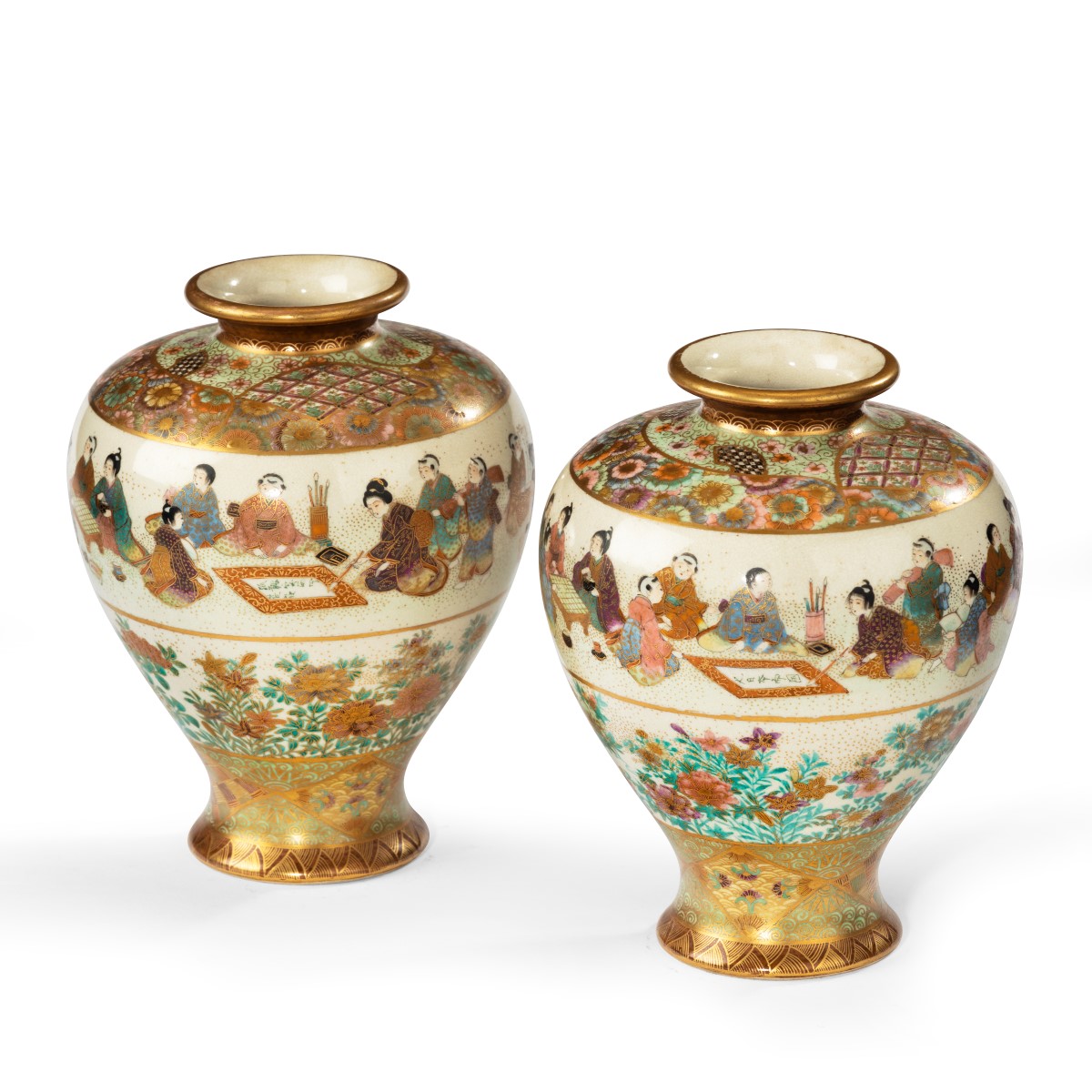 Satsuma earthenware vases