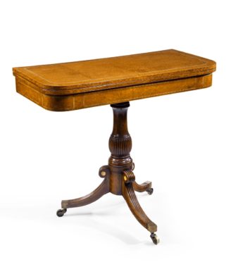 A George IV Anglo-Chinese amboyna card table closed