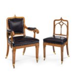 A set of six Gothic oak dining chairs 3