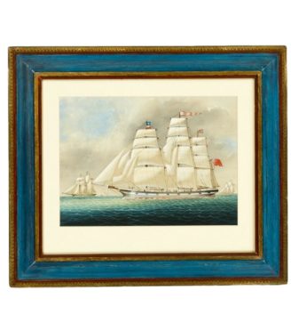 A fine watercolour of the three masted sailing ship The SS City of Manchester.