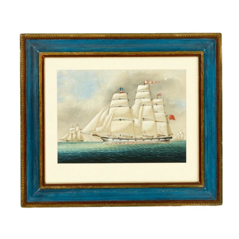 A fine watercolour of the three masted sailing ship The SS City of Manchester.