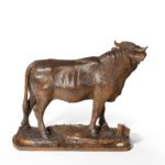 A fine 'Black Forest' linden wood model of a standing bull back