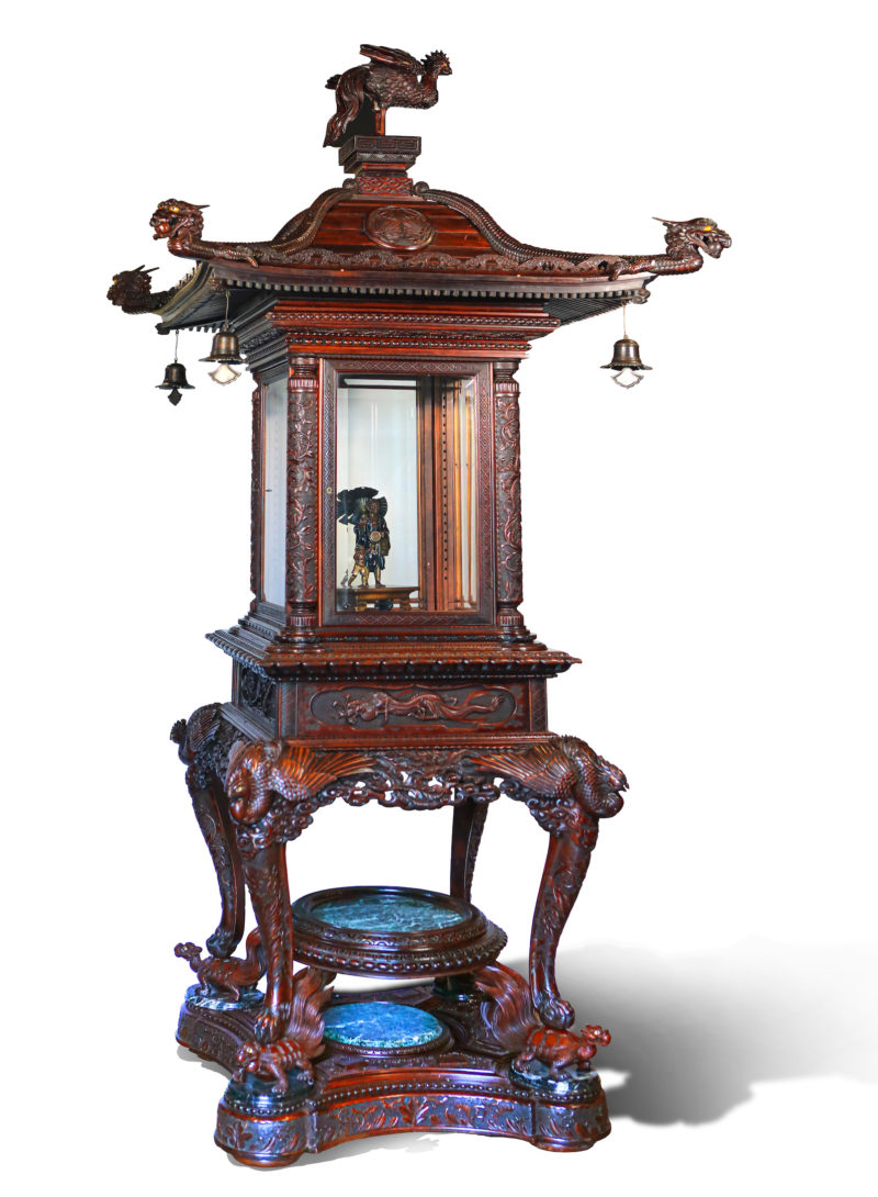 A rare and exceptional Meiji period hardwood exhibition display cabinet.